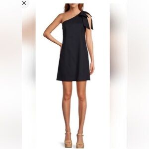 Antonio Melani One-Shoulder Linen Blend Mini Dress with Bow-NWT